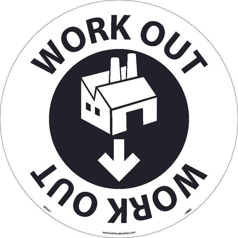 AccuformNMC WFS Work Out, Walk On Floor Sign, 17" Dia.