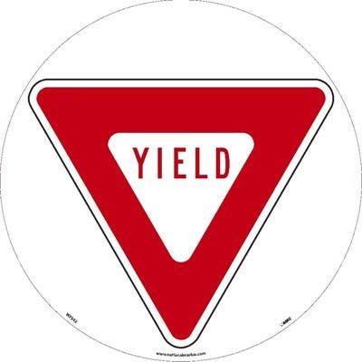AccuformNMC WFSM42 Yield, Walk On Floor Sign, Walk On Smooth, 17" Dia.