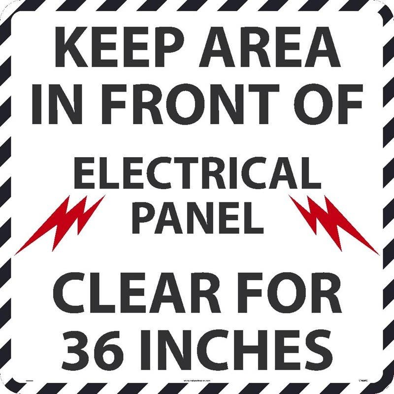 AccuformNMC WFS Keep Area In Front Of Electrical Panel Clear, Walk On Floor Sign, 36" x 36"