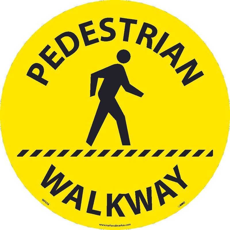 AccuformNMC WFSM56 Pedestrian Walkway, Walk On Floor Sign, Walk On Smooth, 17" Dia.