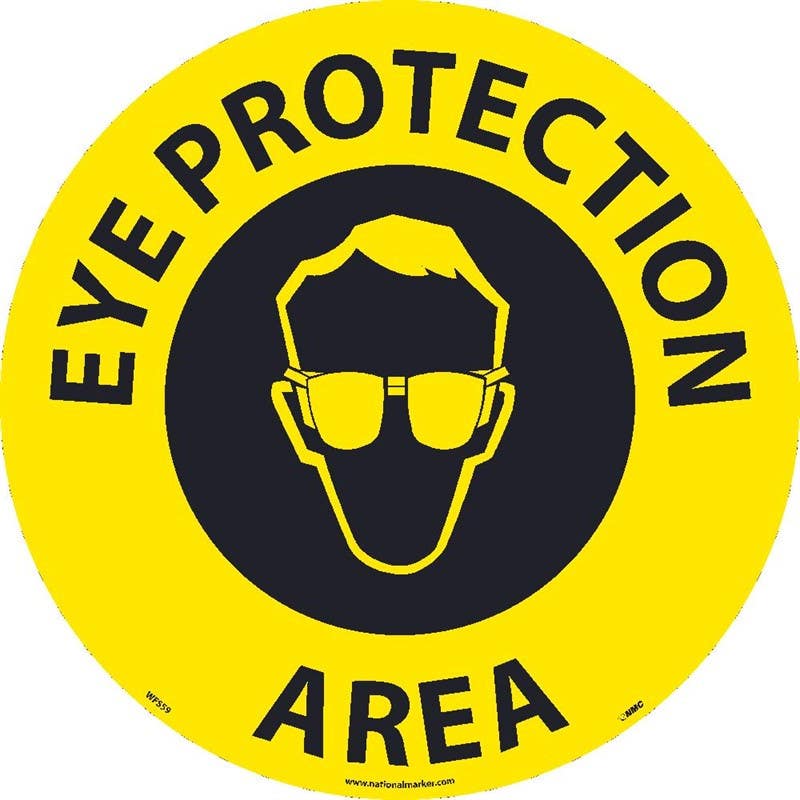 AccuformNMC WFSM59 Eye Protection Area, Walk On Floor Sign, Walk On Smooth, 17" Dia.
