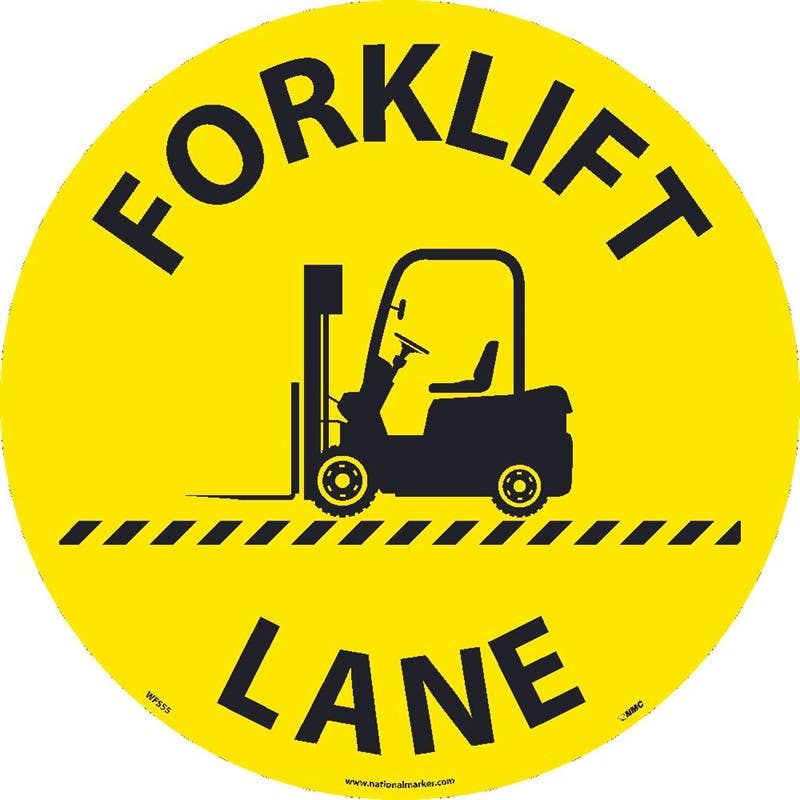 AccuformNMC WFS Forklift Lane, Walk On Floor Sign, 17" Dia.