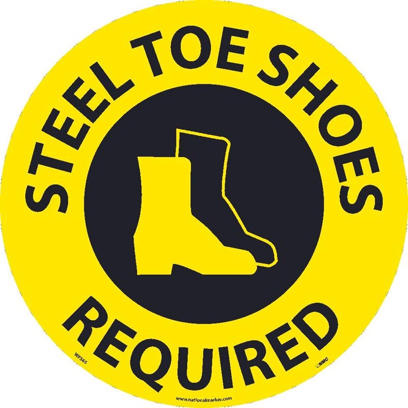 AccuformNMC WFSM65 Steel Toe Shoes Required, Walk On Floor Sign, Walk On Smooth, 17" Dia.