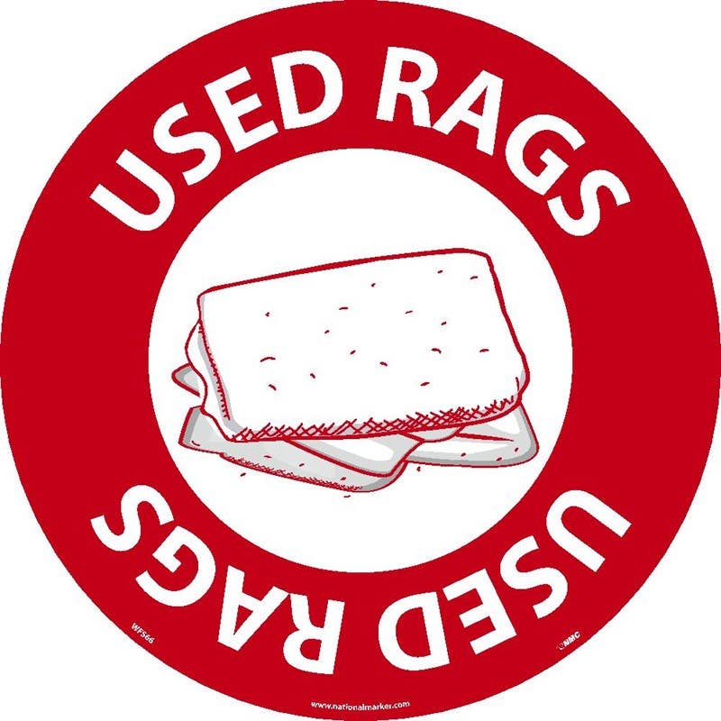 AccuformNMC WFS Used Rags, Walk On Floor Sign, 17" Dia.