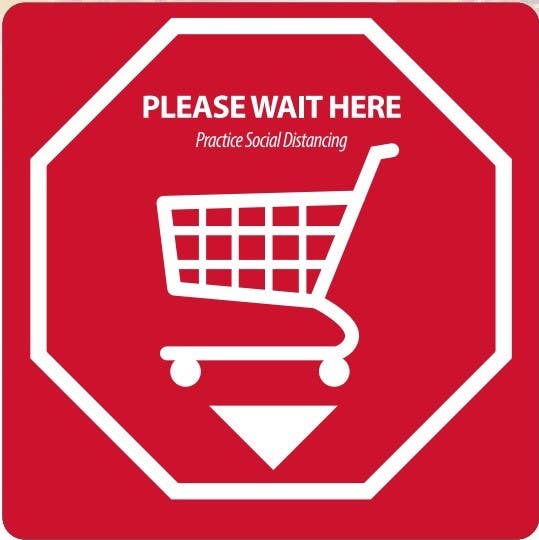 AccuformNMC WFS Please Wait Here, Practice Social Distancing, Floor Sign