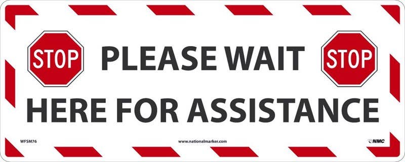 AccuformNMC WFS Please Wait Here For Assistance, Floor Sign