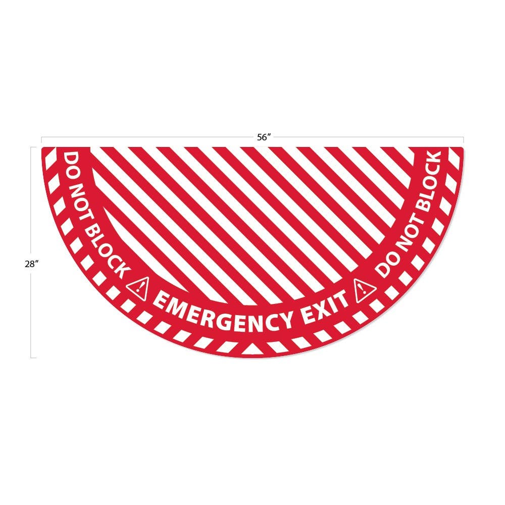 AccuformNMC WFSM102 Emergency Exit, Do Not Block, Half Circle Door Swing Floor Sign,Walk On Smooth, 28" x 56"