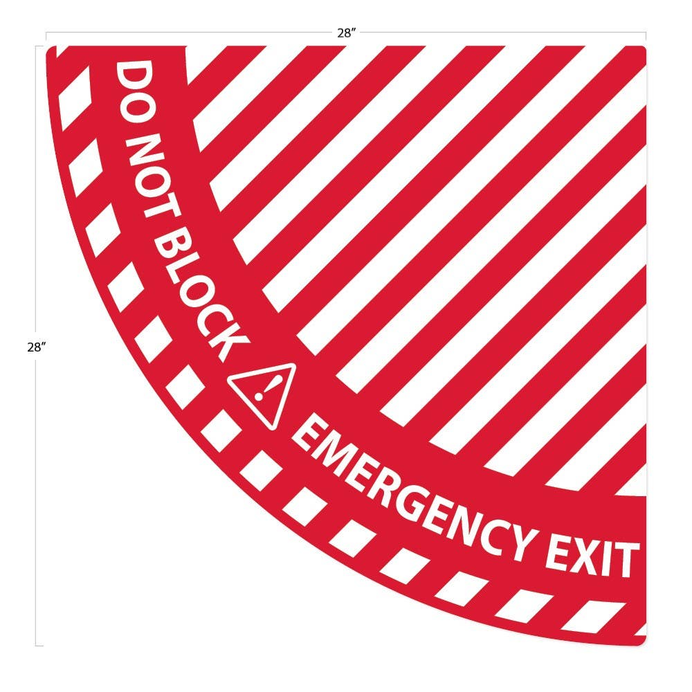 AccuformNMC WFS Emergency Exit, Do Not Block, Quarter Circle Door Swing Floor Sign, 28" x 28"