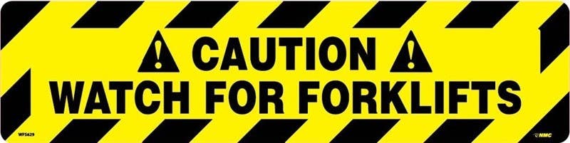 AccuformNMC WFS629 Caution, Watch For Forklifts Floor Sign, Walk On Textured, 6" x 24"
