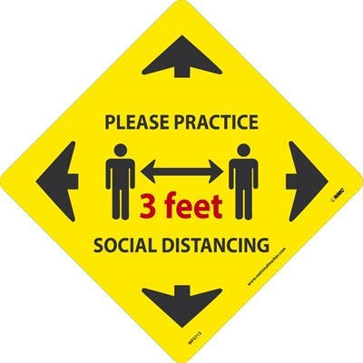 AccuformNMC PSR305 Slip-Gard Floor Sign, Please Practice Social Distancing 3 Ft., 12" x 12"