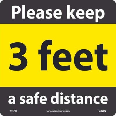 AccuformNMC WFS Please Keep A Safe Distance 3 Feet, 12" x 12"