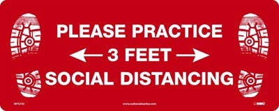 AccuformNMC WFS Please Practice 3 Feet Social Distancing, 8" x 20"