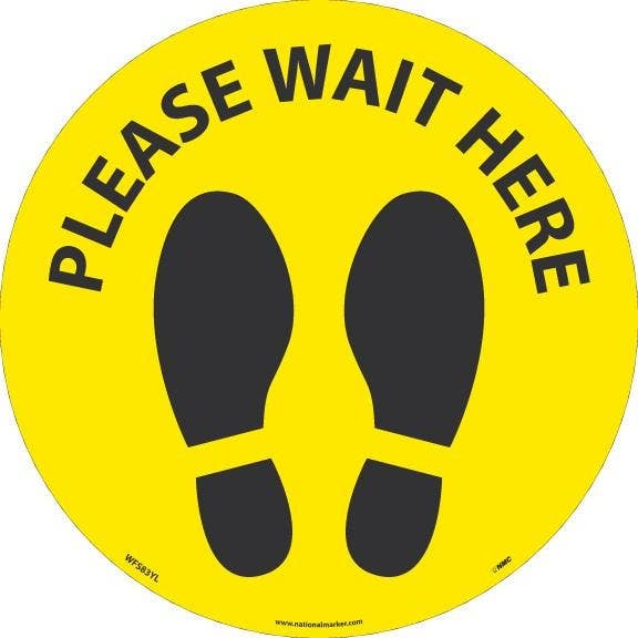 AccuformNMC WFS Please Wait Here Footprint Floor Sign, 8" x 8"