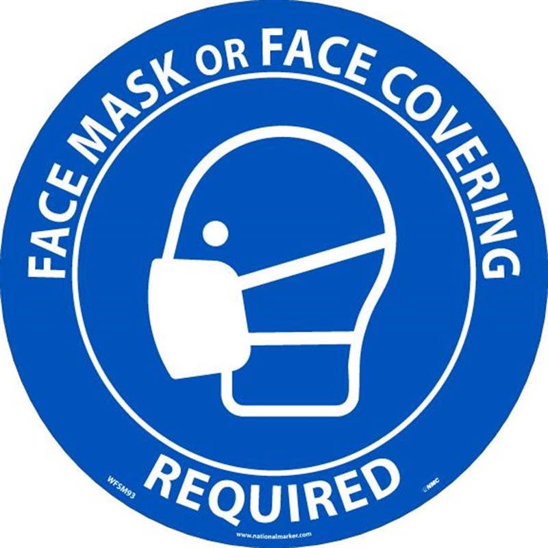 AccuformNMC WFS Face Mask Or Face Covering Required Floor Sign, 8" x 8"