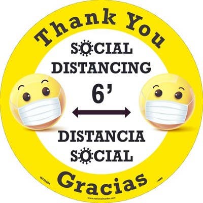 AccuformNMC WFS Thank You Social Distancing 6' Floor Sign (Emojis), 8" x 8"