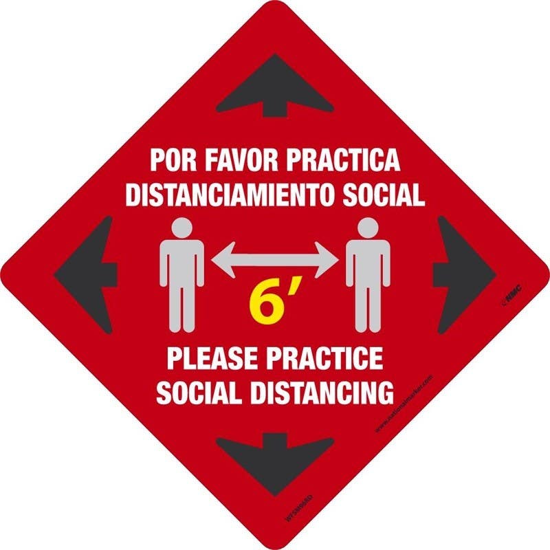 AccuformNMC WFS Please Practice Social Distancing 6 Ft Floor Sign