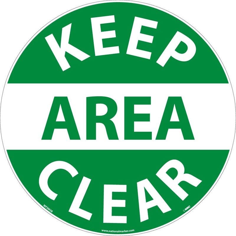 AccuformNMC WFSM38 Keep Area Clear Floor Sign, 17" Dia., Walk On Smooth