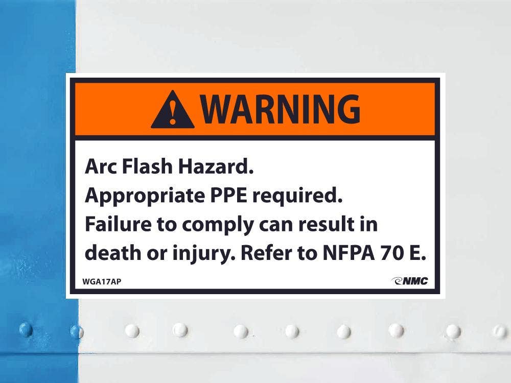 AccuformNMC WGA17AP Warning, Arc Flash Hazard Label, Adhesive Backed Vinyl, 3" x 5", 5/Pk