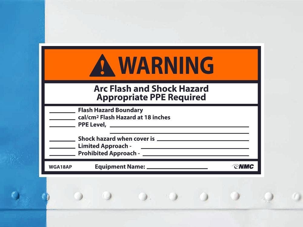 AccuformNMC LELC ANSI Warning Electrical Safety Label, Arc Flash And Shock Hazard…, Adhesive Dura-Vinyl
