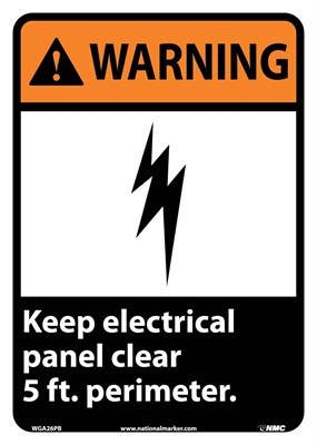 AccuformNMC WGA26 Warning, Keep Electrical Panel Clear 5 Ft. Perimeter Sign, 14" x 10"