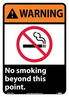 AccuformNMC WGA27 Warning, No Smoking Beyond This Point Sign, 14" x 10"
