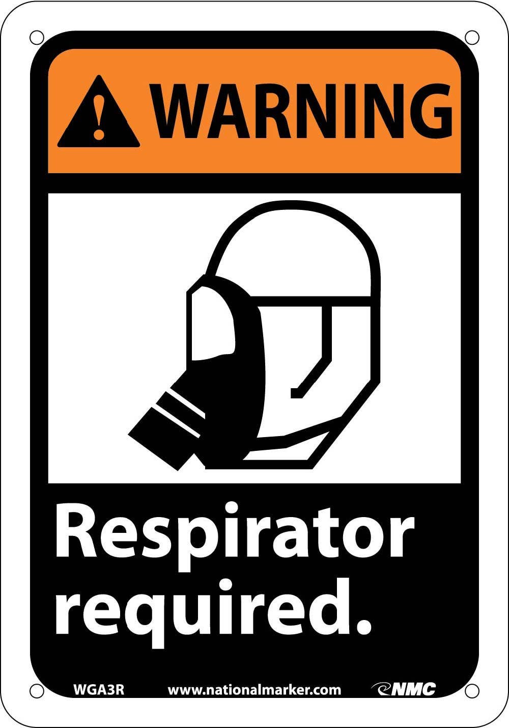 AccuformNMC WGA3 Warning, Respirator Required Sign w/ Graphic