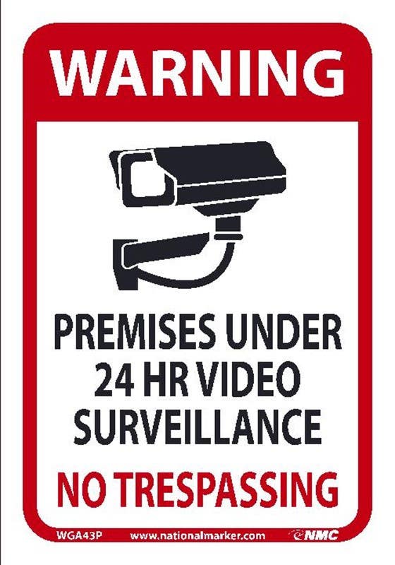 AccuformNMC MASE No Trespassing Safety Sign, Monitored By Video Camera