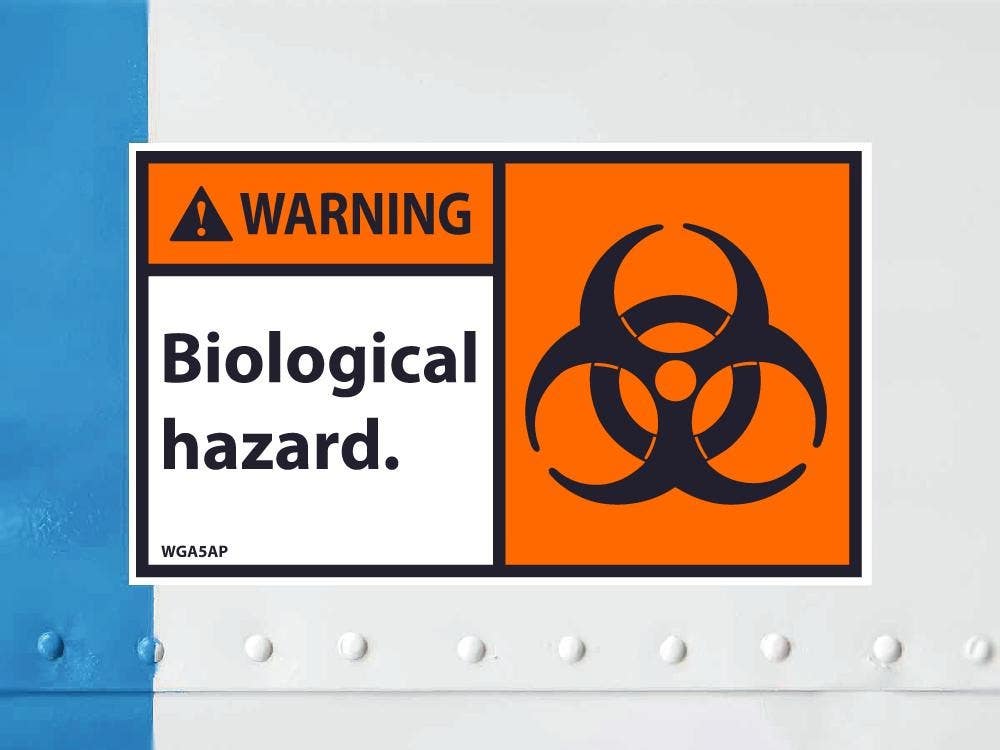 AccuformNMC LBHZ300VSP OSHA Warning Safety Label, Biological Hazard, Adhesive Vinyl, 3-1/2" x 5", 5/Pk