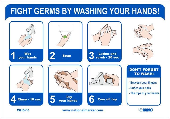 AccuformNMC WH6 Fight Germs By Washing Your Hands Sign