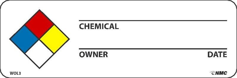 AccuformNMC LZN602 NFPA Diamond Identifier Roll Labels, Chemical Identifier, 1-1/2" x 3-7/8", 500/Rl