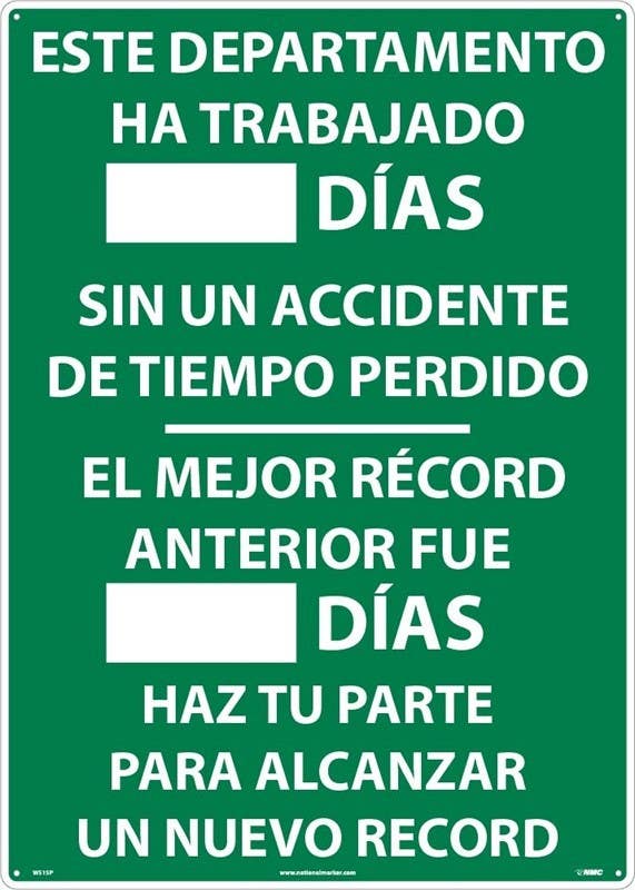 AccuformNMC MSR Write-A-Day Scoreboards, This Department Has Worked _ Days Without…