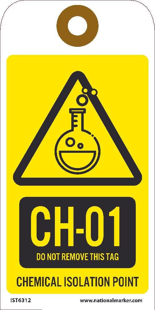 AccuformNMC IST Energy Isolation - Chemical Isolation Point Tag, Unrippable Vinyl, 10/Pk