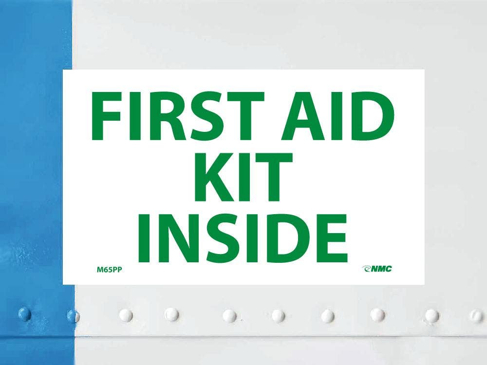 AccuformNMC LFSD Safety Label, First Aid Kit Inside, Adhesive Dura Vinyl