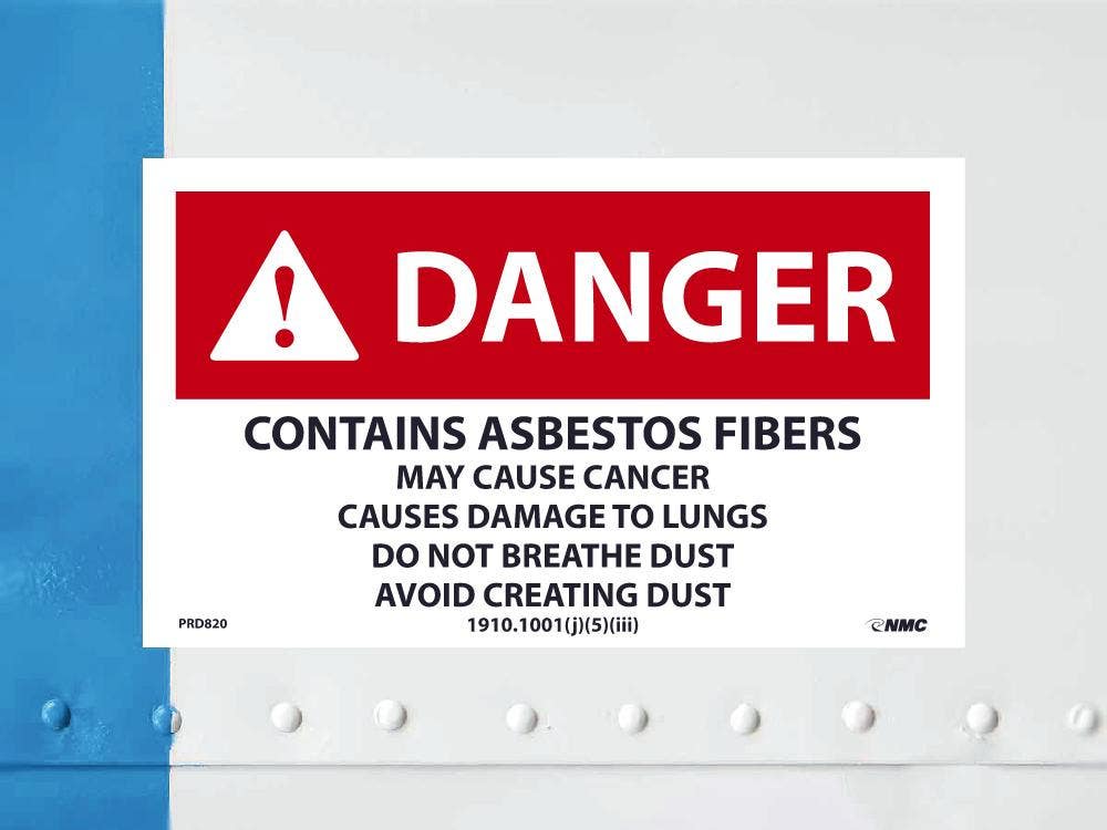 AccuformNMC PRD820 Danger, Contains Asbestos Fibers Dust Warning Label, 3" x 5", PS Paper, 500/Roll