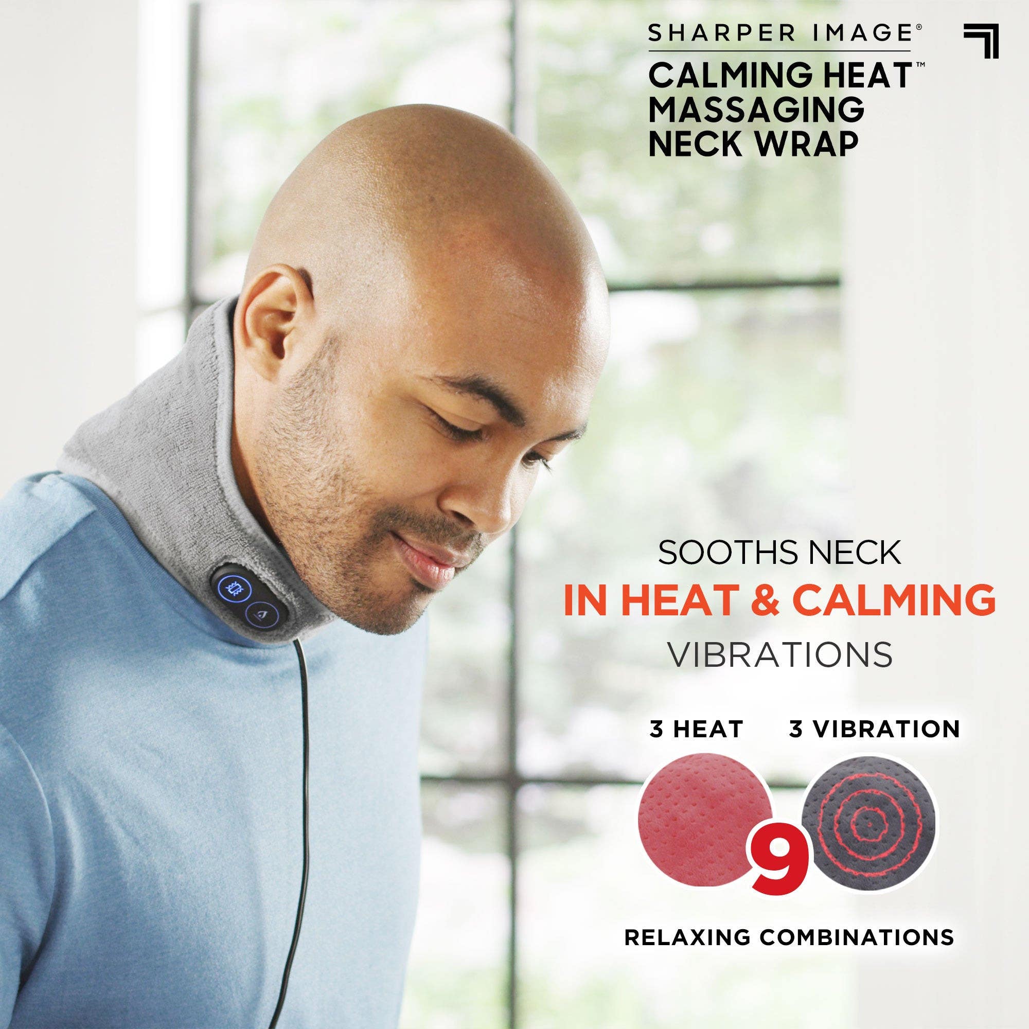 Allstar Innovations CWT18004 Sharper Image, Calming Heat Massaging Neck Wrap