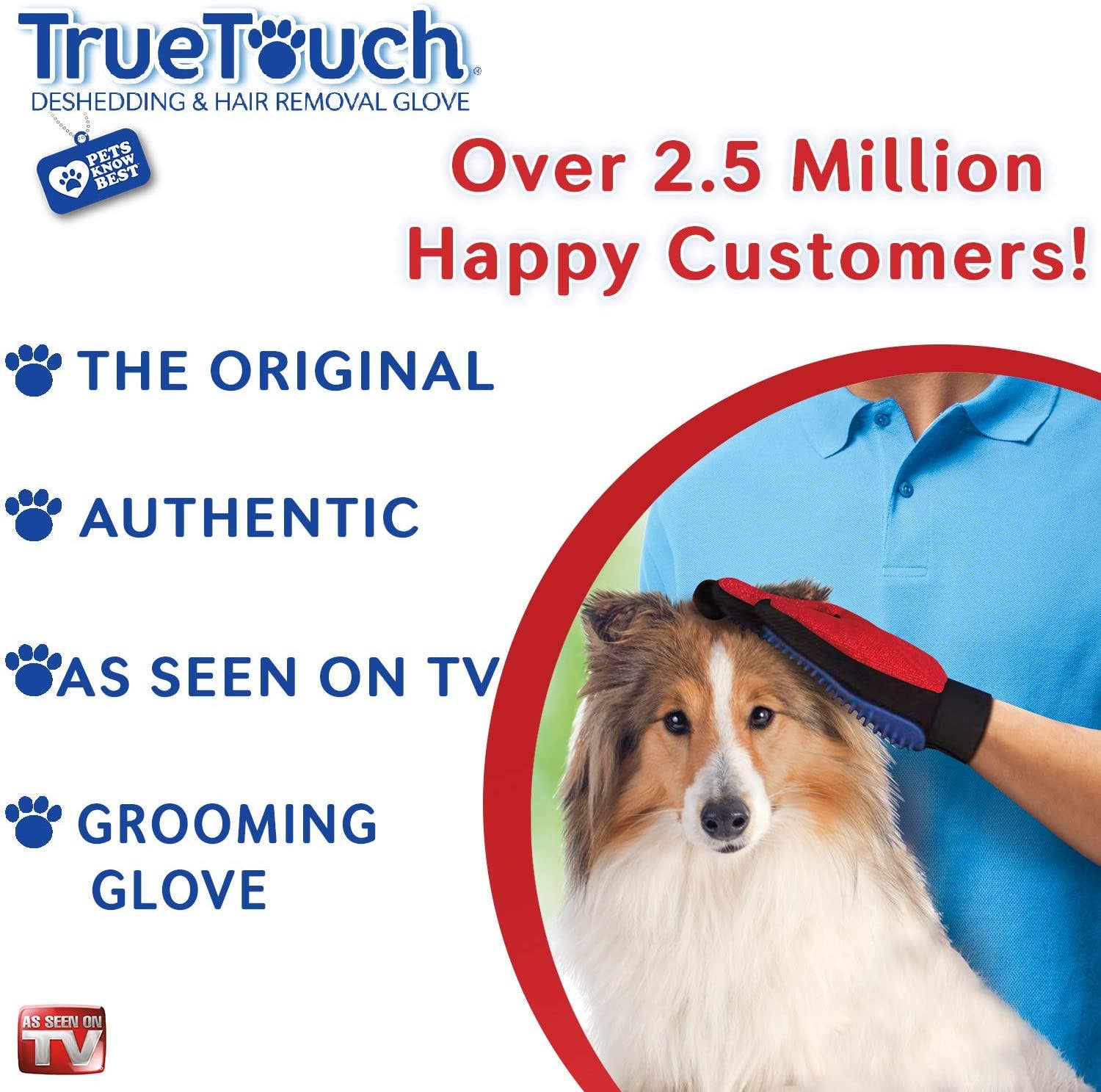 Allstar Innovations PKB08124 True Touch, 2-Sided Pet De-Shedding & Hair Removal Glove