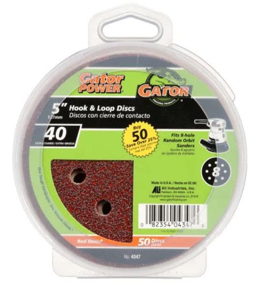 Gator Finishing products 434 50-Pack 5-Inch  Hook & Loop Sanding Disc