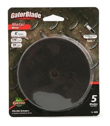 Gator Finishing products 9426 Metal Cut Off Blade, For Die Grinder, 4 X 1/16 X 3/8-In., 5-Pk.
