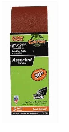 Gator Finishing products 7020Ga Sanding Belt, 3 X 21-In., Assorted 5-Pk.