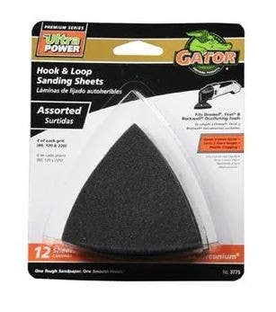 Gator Finishing products 3775 Hook & Loop Sandpaper, Assorted, 3-In., 12-Pk.