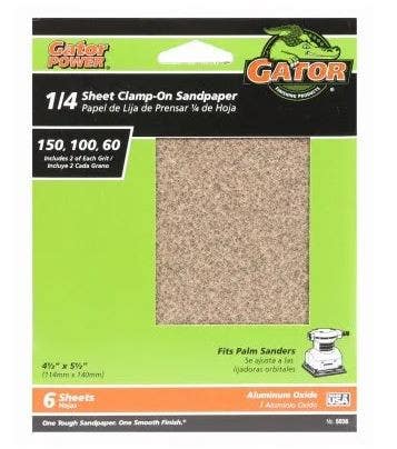 Gator Finishing products 5036 General-Purpose Sandpaper, Assorted-Grit, 4.5 X 5.5-Inch, 6-Pack