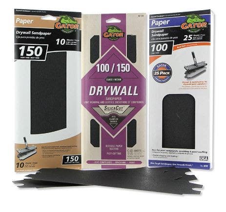 Gator Finishing products 4261 Drywall Sandpaper, Fine 150-Grit, 4-1/4 X 11-1/4 In., 25-Ct.