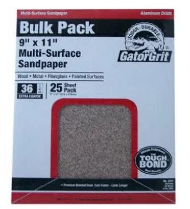 Gator Finishing products 4214Ga Sandpaper, Extra Course 36 Grit, 9 X 11 In., 25-Ct.