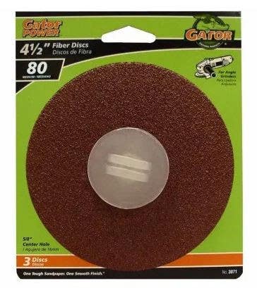 Gator Finishing products 3071 3-Pack 4.5-Inch 80-Grit Fiber Sanding Disc