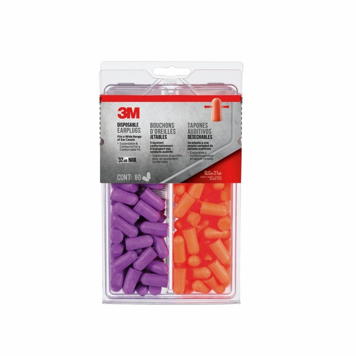 3M 92059H80-DC Disposable Earplugs, Multicolour, NRR 32 dB, 80/Pk