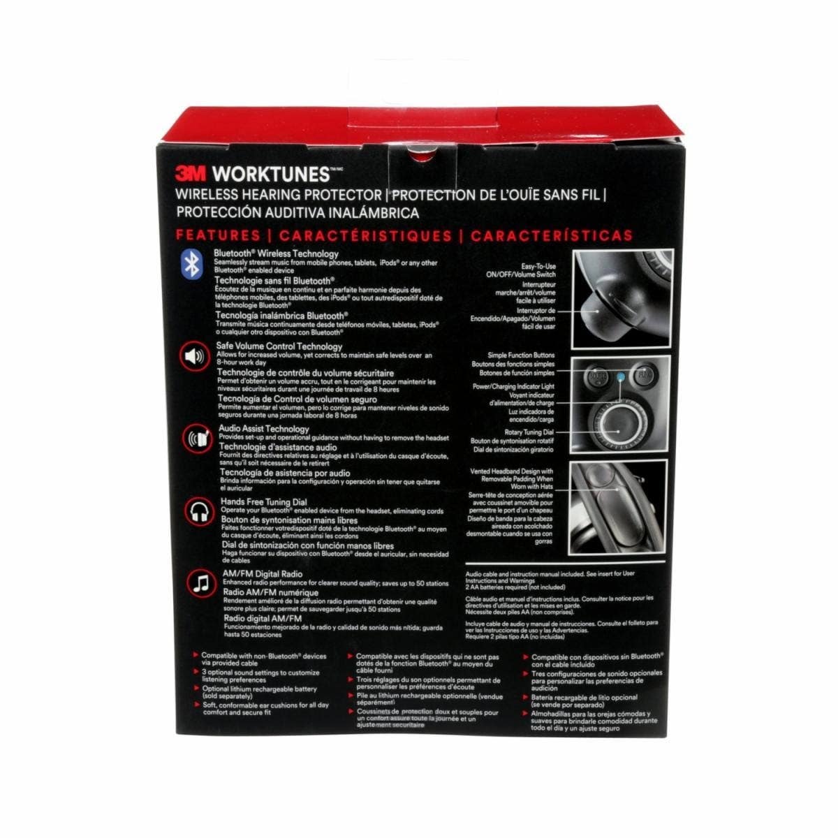 3M 90542H1-DC-PS WorkTunes Wireless Hearing Protector w/ Bluetooth & AM/FM Radio, NRR 24 dB