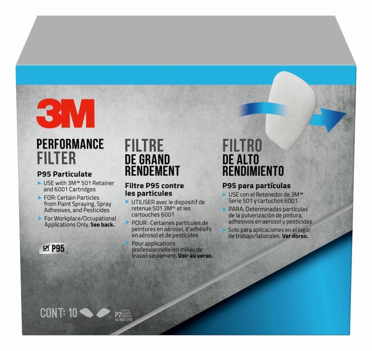 3M 5P71P10-C Performance Filter P95 Particulate, 10/Pk