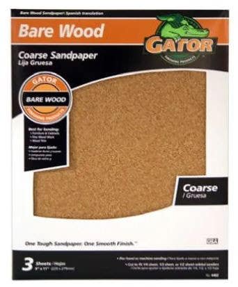 Gator Finishing products 446 Bare Wood Garnet Sandpaper, 9 X 11-In., 3-Pk.