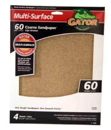Gator Finishing products 4439 Multi Surface Aluminum Oxide Sandpaper, Extra Coarse 40-Grit, 9 X 11-In., 3-Pk.