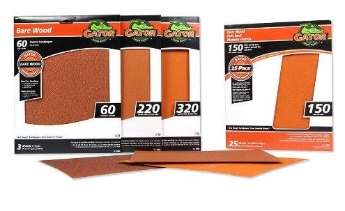 Gator Finishing products 4224 Garnet Bare Wood Sandpaper With Resin Coating, 180-Grit, 9 X 11 In., 25-Ct.